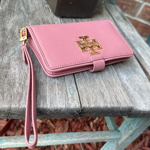 Tory Burch Rose w/Gold (Pink Magnolia Britten) Soft Leather Wallet/Wristlet - Picture 5 of 15